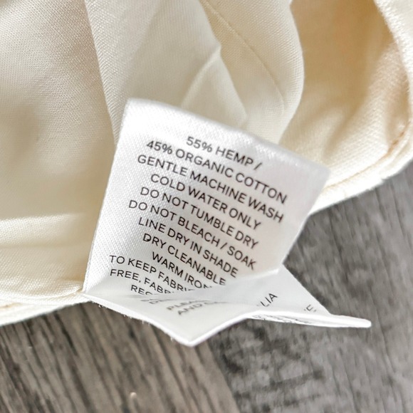 Sancia‎ Anthropologie Marla Ivory Hemp Blend Coastal Wide Leg Pants Womens XS - Picture 8 of 9